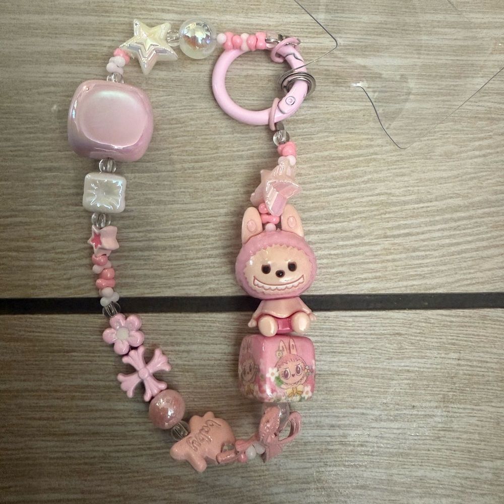 New labubu pink bag charm / keychain